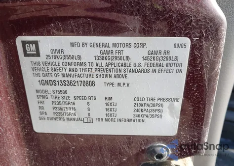 2006 Chevrolet Trailblazer Ls из США, поврежденный, VIN 1GNDS13S362170808